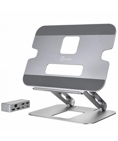 Mbajtës laptopi j5create Multi-Angle Dual HDMI Docking Stand USB-C 2xHDMI/2xUSB 3.1/1xUSB-C/1xRJ45 Gigabit JTS427-N