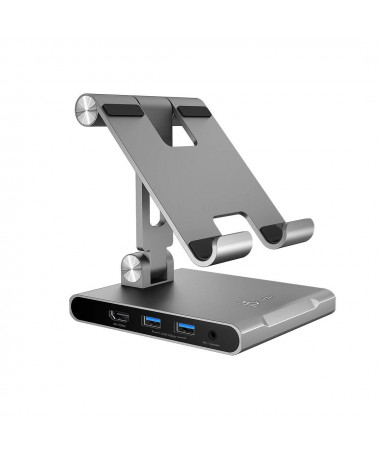 Mbajtës laptopi j5create Multi-Angle Stand me Docking Station for iPad Pro USB-C 1x4K HDMI/2xUSB 3.1/1xUSB-C/ Card Reader/ 3.5