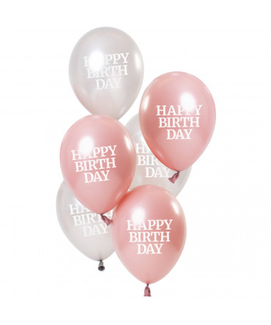 BALONA HAPPY BIRTHDAY 23cm 1/6 GLOSSY Rozë FOLAT