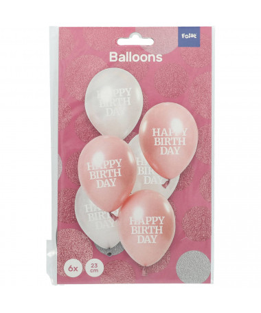 BALONA HAPPY BIRTHDAY 23cm 1/6 GLOSSY Rozë FOLAT