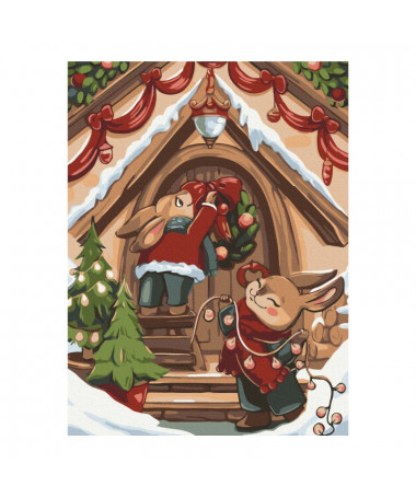 PAINT BY NUMBERS FESTIVE BUNNIES BRUSHME