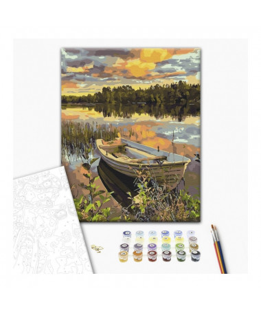 PAINT BY NUMBERS BOAT IN THE FLOODS BRUSHME