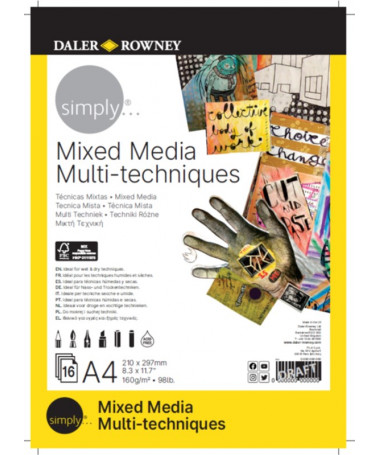 BLLOK MIX MEDIA SIMPLY, A4 160 gr 16 FL. DALER ROWNEY