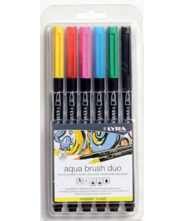 AQUA BRUSH DUO SET PRIMARY TONES 6pcs LYRA