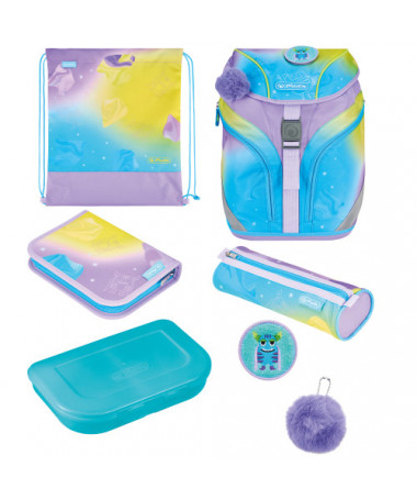 ÇANTË SHKOLLORE SET SOFTLIGHT PLUS GREENLINE LITTLE MONSTER HERLITZ