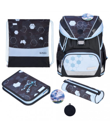 ÇANTË SHKOLLORE, ULTRALIGHT XL, CYBER SOCCER, SET 4 copë - HERLITZ