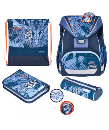 ÇANTË SHKOLLORE, ULTRALIGHT, TECHMECH, SET 4 copë - HERLITZ