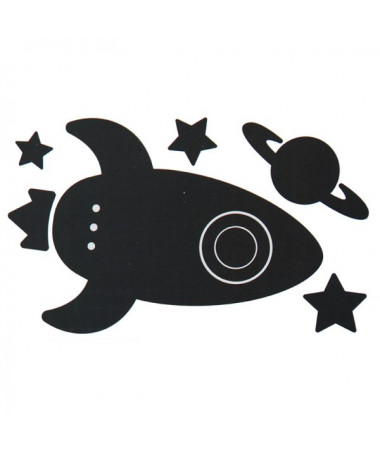 BLACK SHAPED ADHESIVE CHALKBOARDS ROCKET APLI