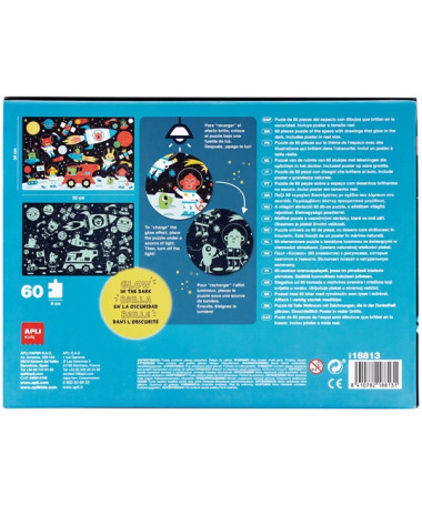 PUZZLE GLOW IN THE DARK SPACE 1/60 APLI