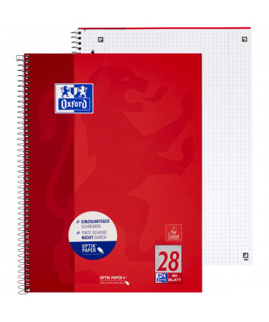 FLETORE A4 ME SPIRALE 80fl. / OPTIK PAPER KUQE OXFORD