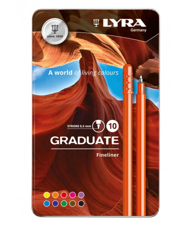FINELINER GRADUATE 10 COLOURS 0.5mm LYRA