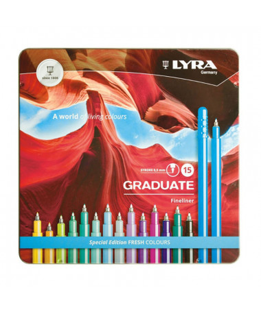 FINELINERS GRADUATE 15 COLD COLOURS 0.5mm LYRA