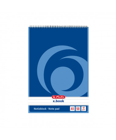 NOTEPAD A5 ME SPIRALE, me vija, 50fletë, 60gr - HERLITZ