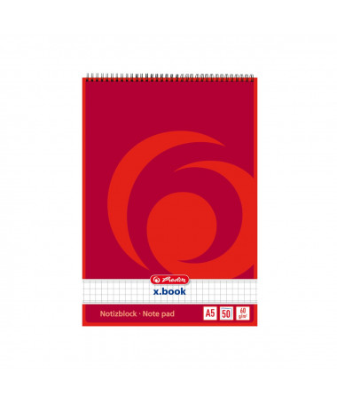 NOTEPAD A5 ME SPIRALE, katror, 50fletë, 60gr - HERLITZ