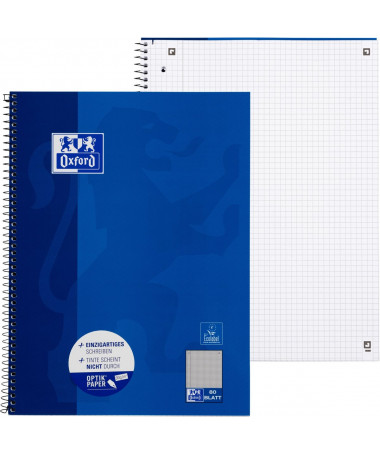 FLETORE A4 ME SPIRALE, COLLEGEBLOCK, BLUE, katror, 80fletë, 90gr - OXFORD