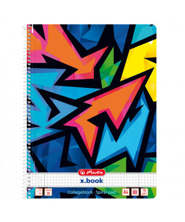 FLETORE A4 ME SPIRALE, NEON ART, katror, 80fletë, 70gr - HERLITZ