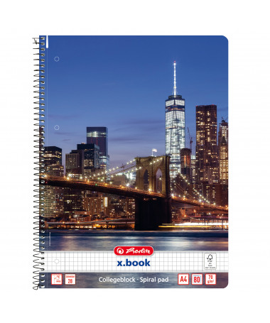 FLETORE A4 ME SPIRALE x.book, MIX, katror, 80fletë, 70gr - HERLITZ