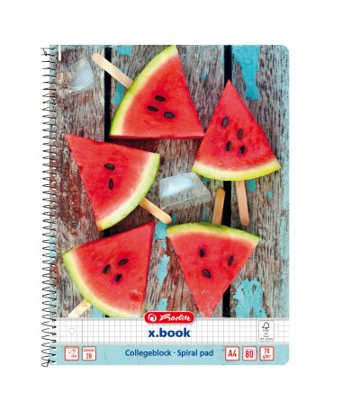 FLETORE A4 ME SPIRALE x.book, MIX, katror, 80fletë, 70gr - HERLITZ