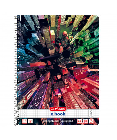 FLETORE A4 ME SPIRALE x.book, MIX, katror, 80fletë, 70gr - HERLITZ