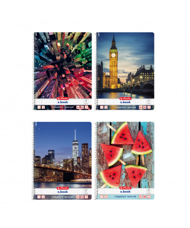 FLETORE A4 ME SPIRALE x.book, MIX, katror, 80fletë, 70gr - HERLITZ