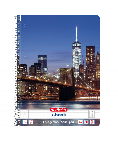 FLETORE A4 ME SPIRALE x.book, MIX, me vija, 80fletë, 70gr - HERLITZ