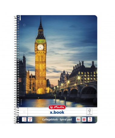 FLETORE A4 ME SPIRALE x.book, MIX, me vija, 80fletë, 70gr - HERLITZ