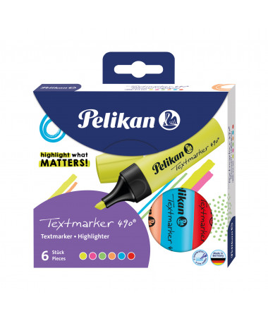 TEXTMARKER 490, NEON, SET 6 copë, WALLET - PELIKAN