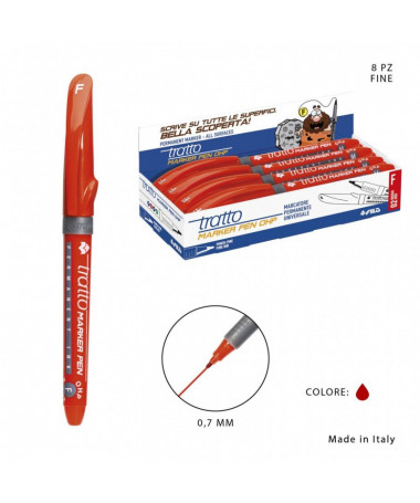 PERMANENT MARKER PEN, 0.7mm, RED - TRATTO FILA