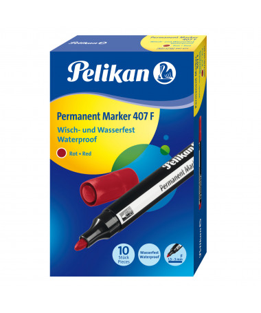 PERMANENT MARKER 407F, RED - PELIKAN