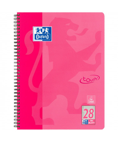 FLETORE A4 ME SPIRALE, TOUCH, ME KATRORË, 80 FLETË, 90 GR. PINK, OPTIK PAPER - OXFORD