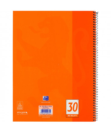 FLETORE A4 ME SPIRALE PLAIN OPTIK PAPER E PORTOKALLTË OXFORD