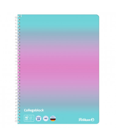 FLETORE A4 ME SPIRALE, ME KATRORË, 80 FLETË, 70GR, MINT/PINK - PELIKAN