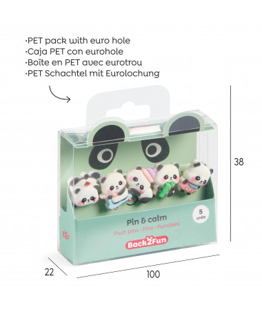 SET 5 PUSH PINS PANDA B2F MIQUELRIUS