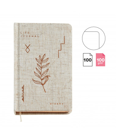 LOGBOOK A6 100fl PLAIN LINEN SPRING FLOWERS MIQUELRIUS