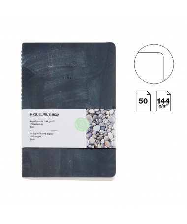 NOTES A5 STONE PAPER PLAIN BLACK MIQUELRIUS