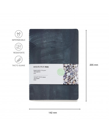 NOTES A5 STONE PAPER PLAIN BLACK MIQUELRIUS