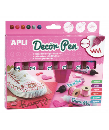 3D DECORPEN GLITTER 1/6 APLI