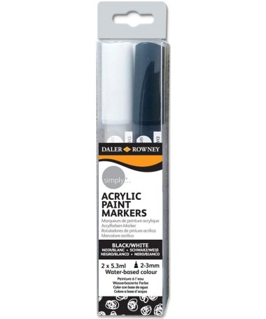 ACRYLIC PAINT MARKERS SIMPLY, SET BLACK/WHITE DALER ROWNEY