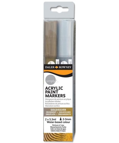 ACRYLIC PAINT MARKERS SIMPLY, SET GOLD/SILVER DALER ROWNEY